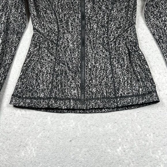 Lululemon Define Jacket Womens Size 2 Coco Pique Black White Full Zip Logo - Picture 3 of 12